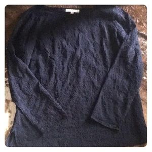 Loft Navy Blue Sheer Top